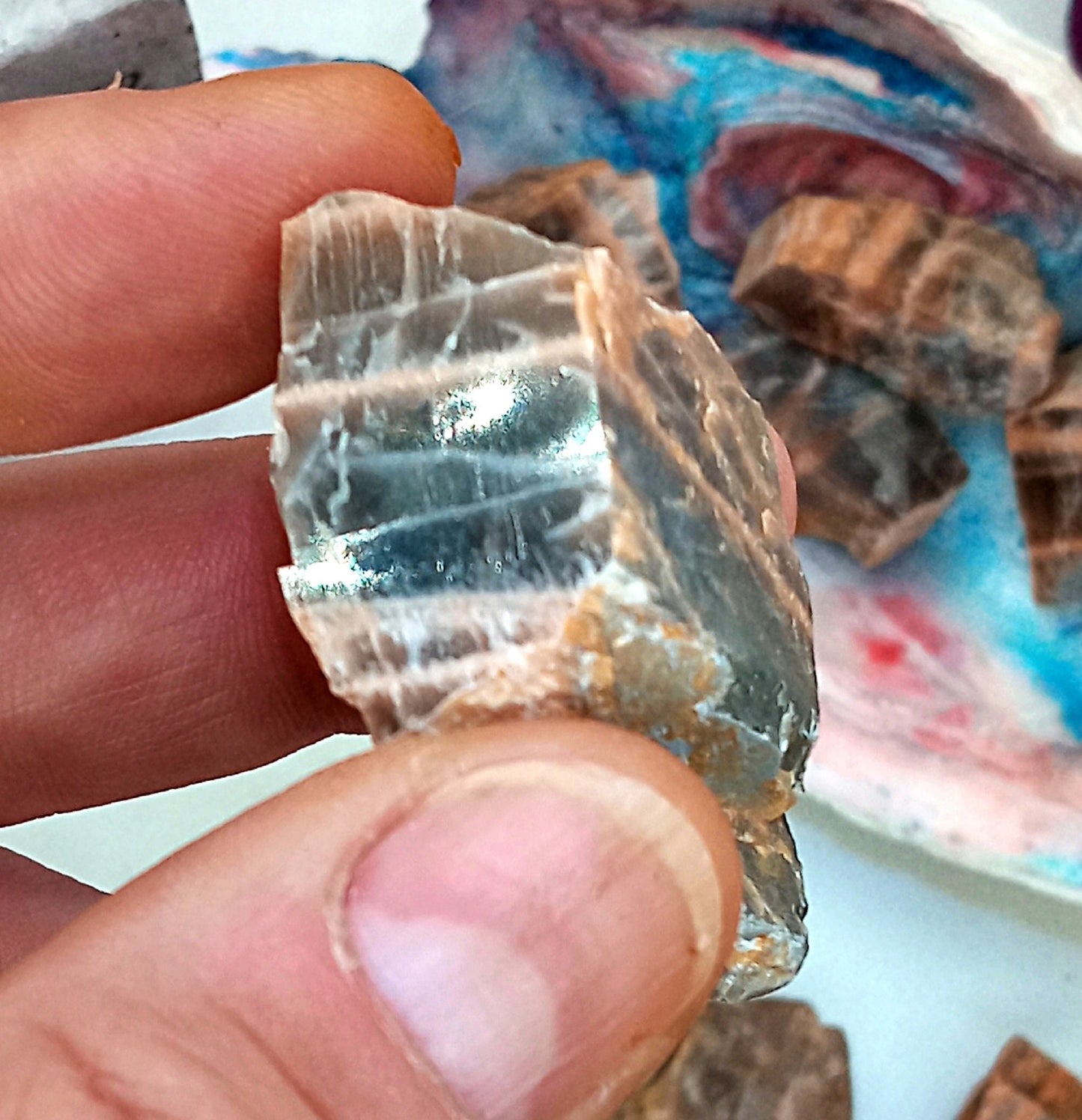 RARE! Bi-Colored Moonstone crystals! Choose from two (2) sizes of quality, all-natural, raw, Bi-Colored Moonstone stones!