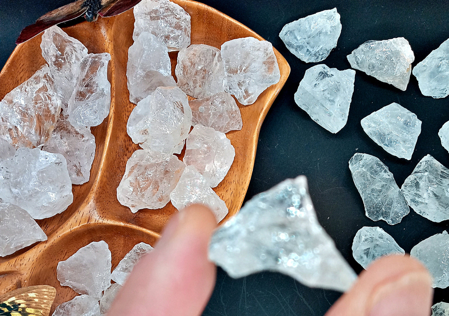 Clear Quartz Crystals! Choose from four (4) sizes of quality, all-natural, raw, Crystal Quartz! Rock Crystal! Crystal Quartz stones!