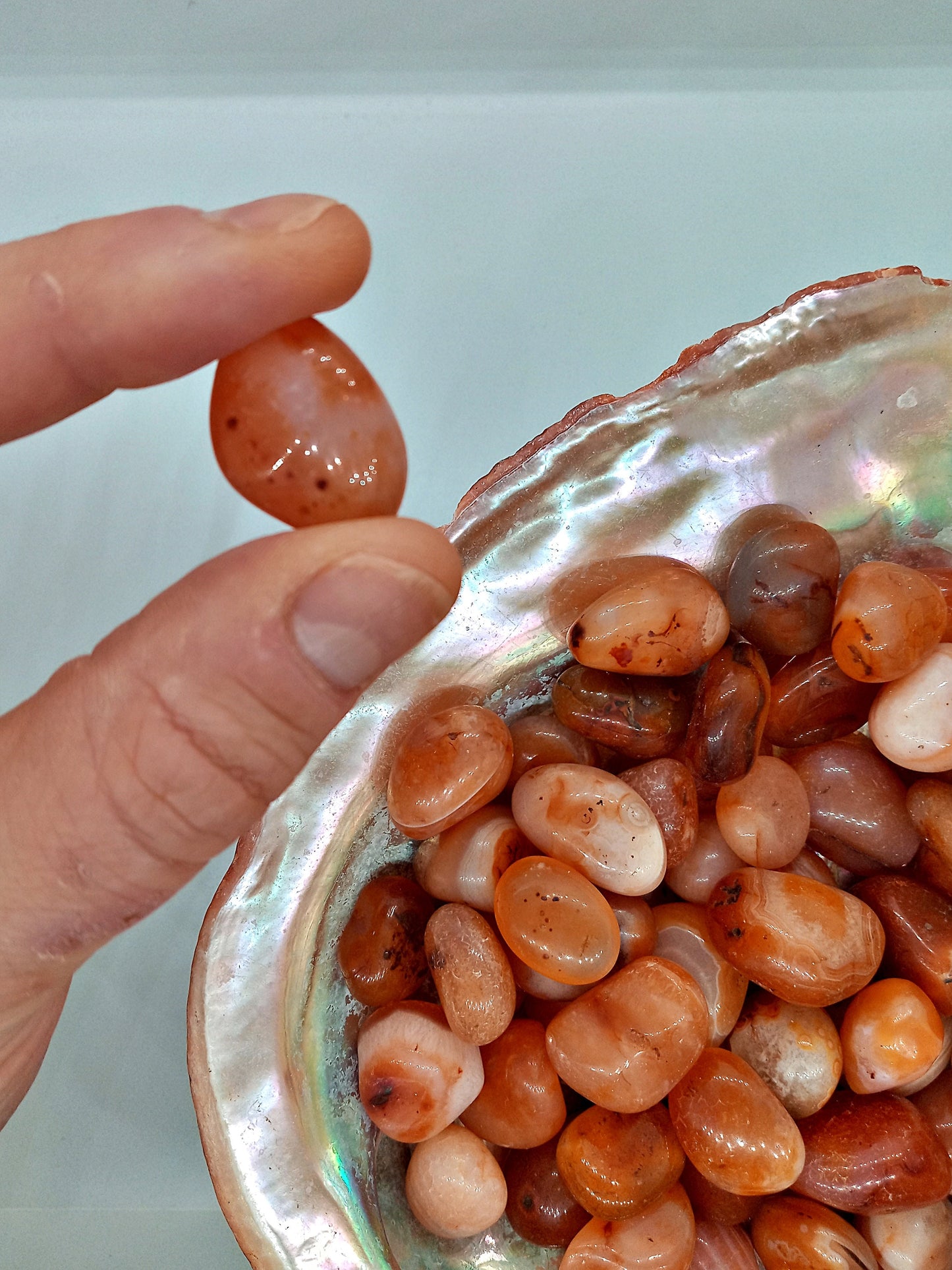 A-Grade Carnelian Crystals! A-Grade, all natural, tumbled High Quality Carnelian crystals and stones. Premium Polished Pocket crystals!