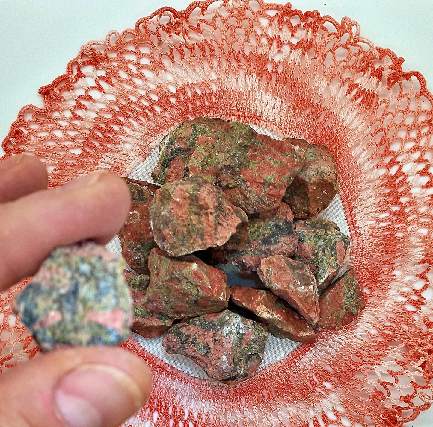 Unakite Jasper Crystals! Choose from two (2) sizes of quality, all-natural, raw Quality rough Unakite stones! Natural Epidote crystals!