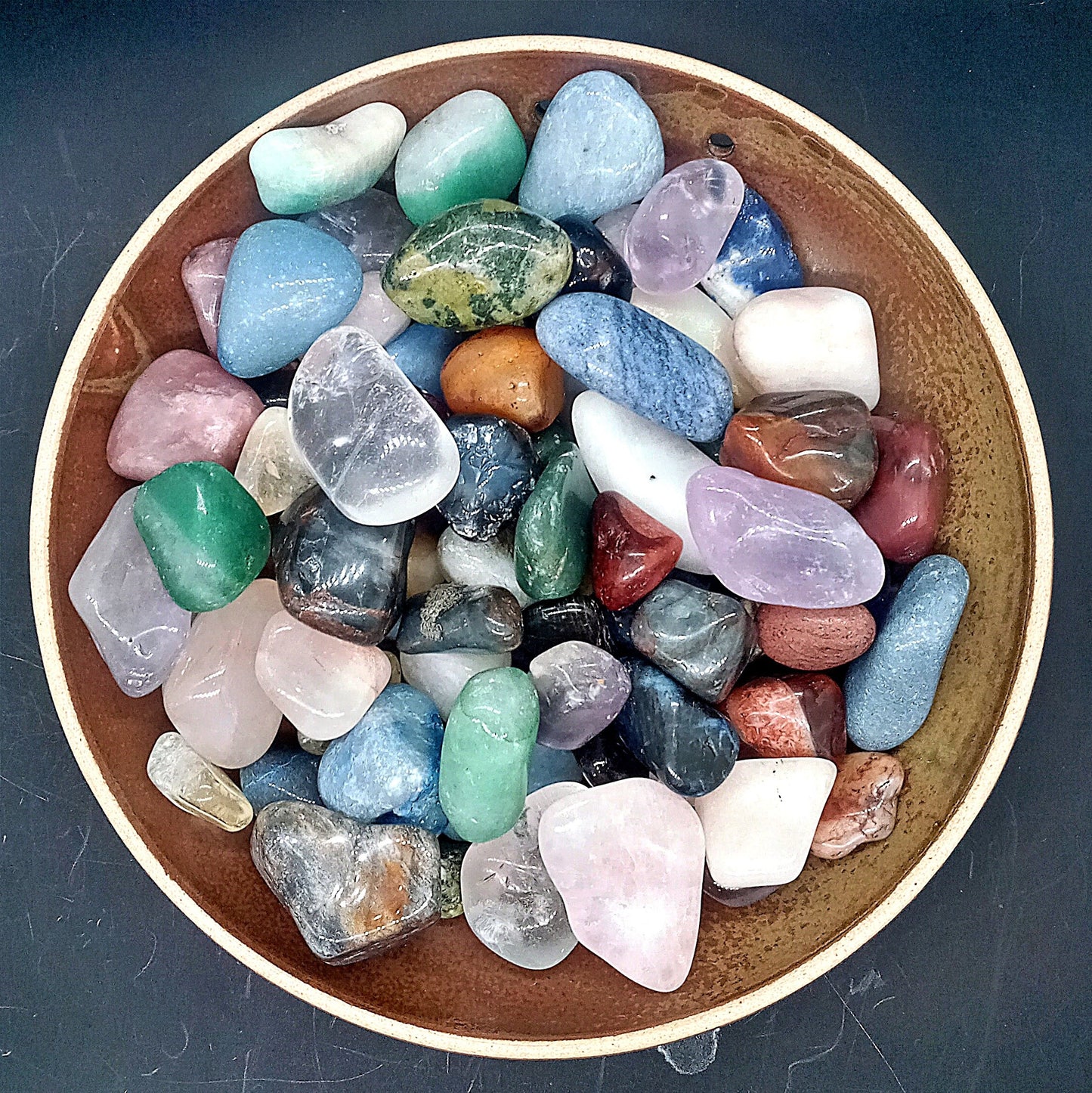 XQ World Mix Crystals! AAA-Grade, tumbled Extra High-Quality mix of crystals from around the world! Every crystal is Triple-A quality!