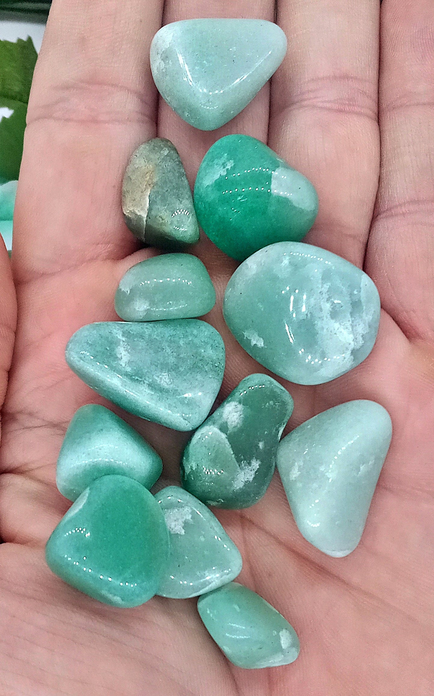 A-Grade Green Aventurine Crystals! Choose from five (5) sizes of Premium A-Grade, natural, tumbled High Quality Green Aventurine crystals.