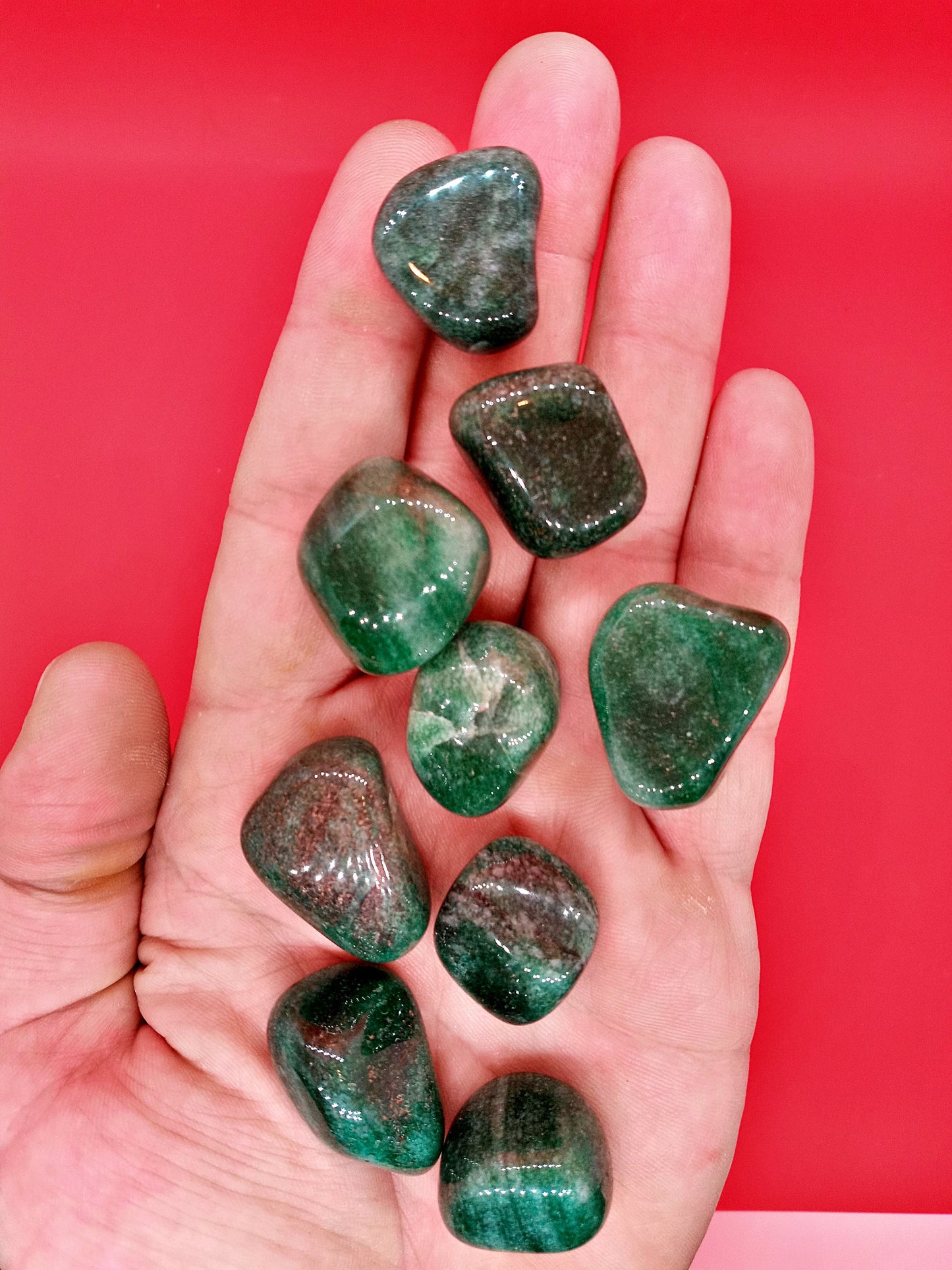 AA-Grade Green Aventurine Crystals!  Premium, natural, tumbled High Quality Green Aventurine crystals and stones!  The Lucky Stone!