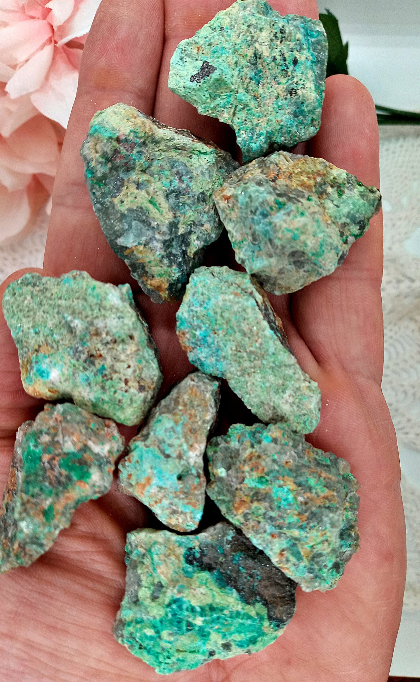 Chrysocolla Crystals!   Natural, Raw Chrysocolla stones and crystals!  Hand-picked, quality, rough Chrysocolla specimens.