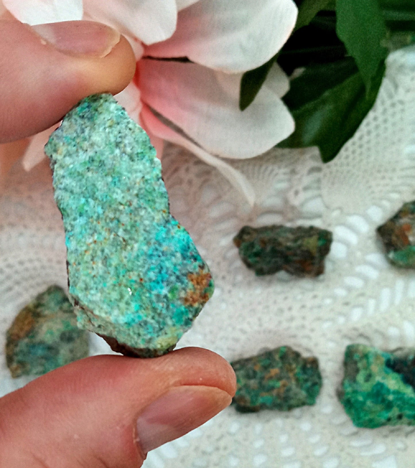 Chrysocolla Crystals!   Natural, Raw Chrysocolla stones and crystals!  Hand-picked, quality, rough Chrysocolla specimens.