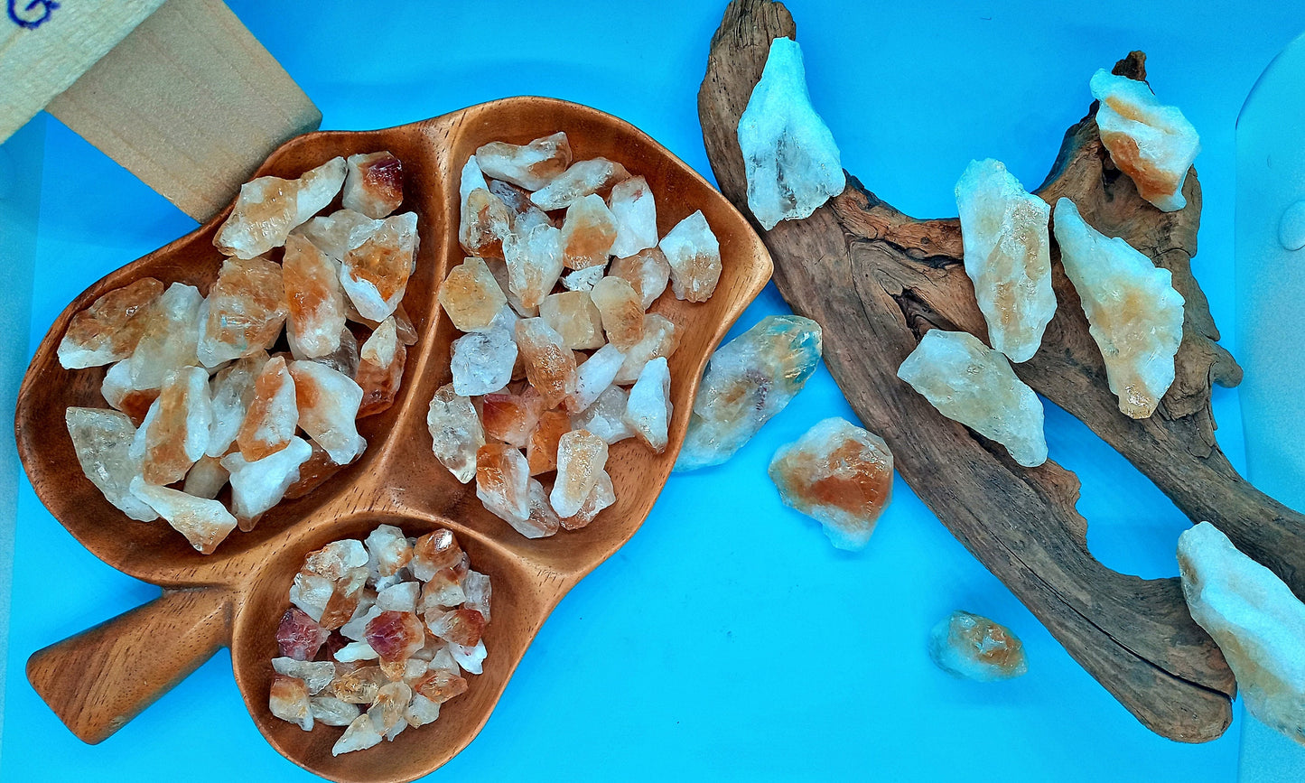 Citrine crystals! Choose from four (4) sizes of Sunny’s quality raw Citrine!  Rough Citrine stones.
