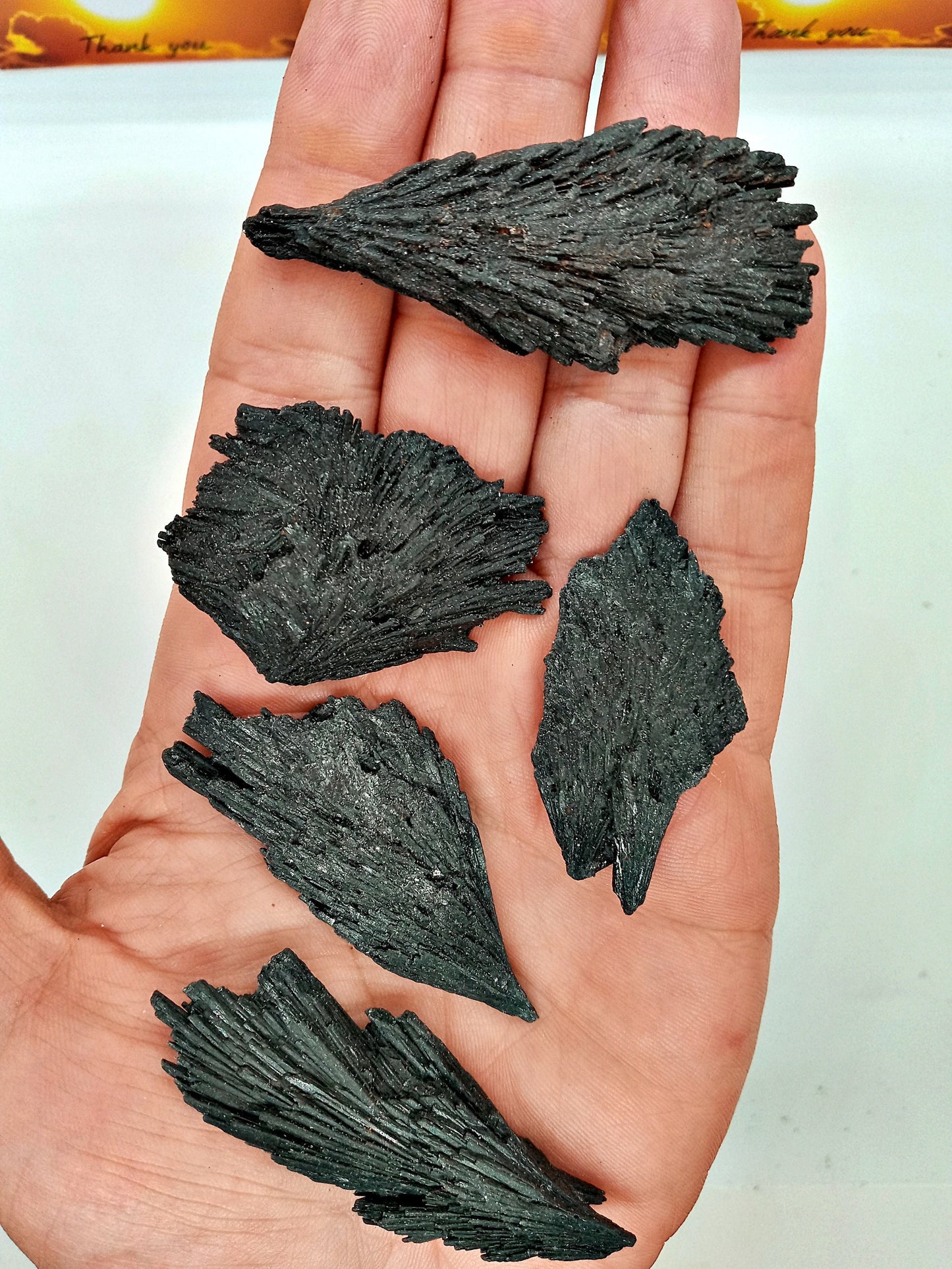 AAA Black Kyanite - Extra-High-Quality Black Kyanite blades and fans! Choose from five (5) sizes of all-natural, raw, XQ Black Kyanite!