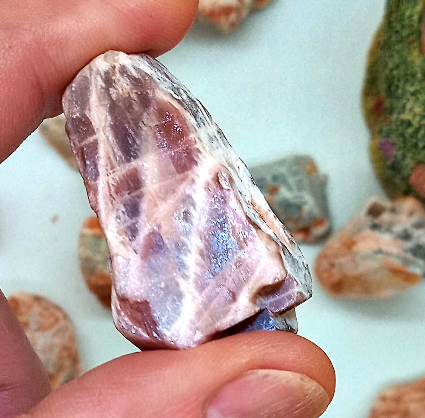 Blue & Pink Moonstone! Choose from two (2) sizes of quality, all-natural, raw,  Blue and Pink Moonstone crystals and stones!