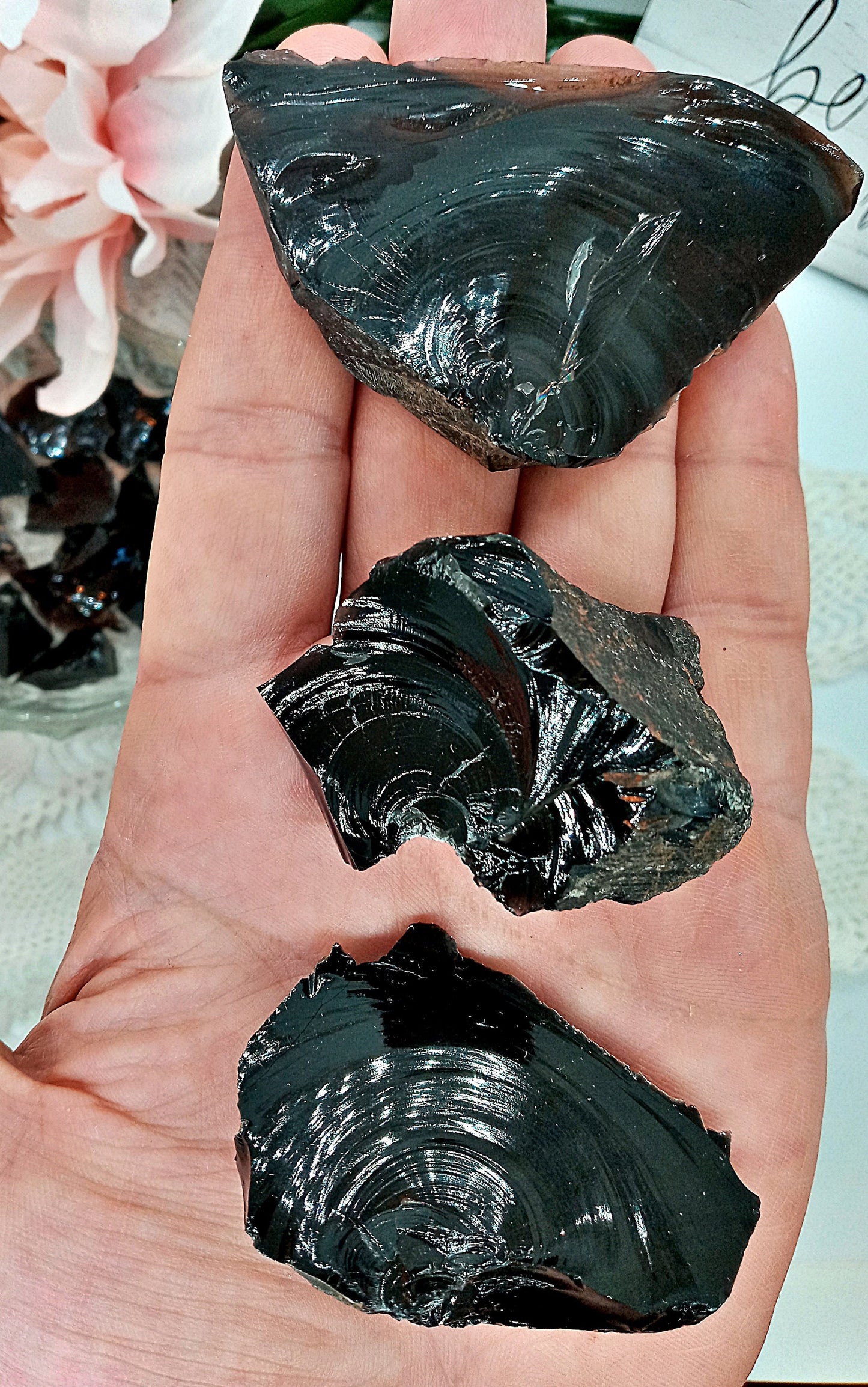 FREE 2 Good Home! Black Obsidian crystals! Raw Obsidian stones - Natural Volcanic Glass crystals!