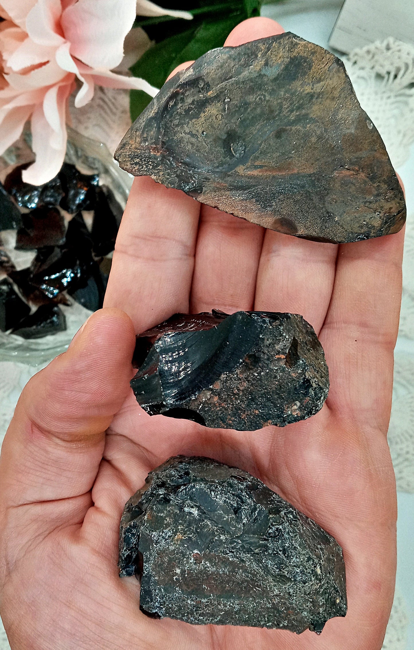 FREE 2 Good Home! Black Obsidian crystals! Raw Obsidian stones - Natural Volcanic Glass crystals!
