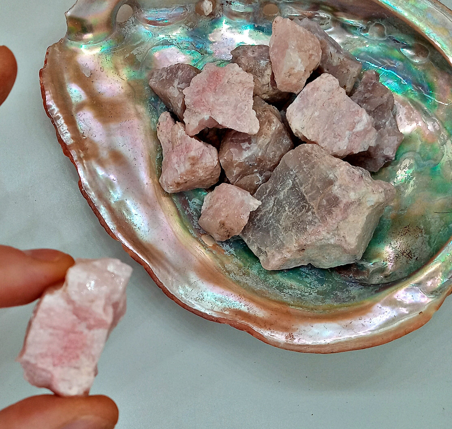 Pink Petalite! Choose from two (2) sizes of quality, all-natural, raw, Petalite stones n crystals!  Rough Castorite crystals!  Pocket Stone!