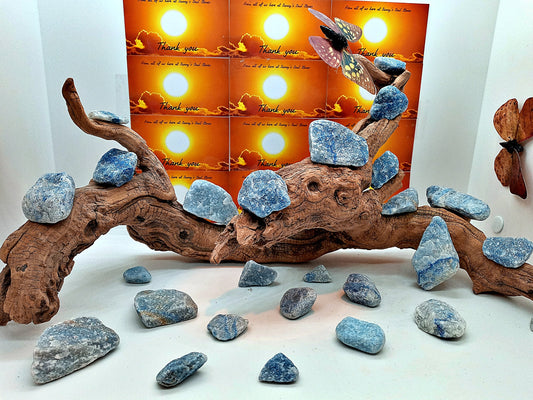 Blue Quartz!  Choose from three (3) sizes of quality, all-natural, raw, Blue Quartz stones and crystals!