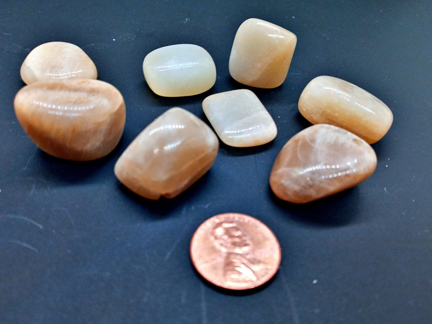 A-Grade Moonstone Crystals!  A-Grade, all natural, tumbled High Quality Moonstone crystals and stones!   Premium Grade polished Moonstone!