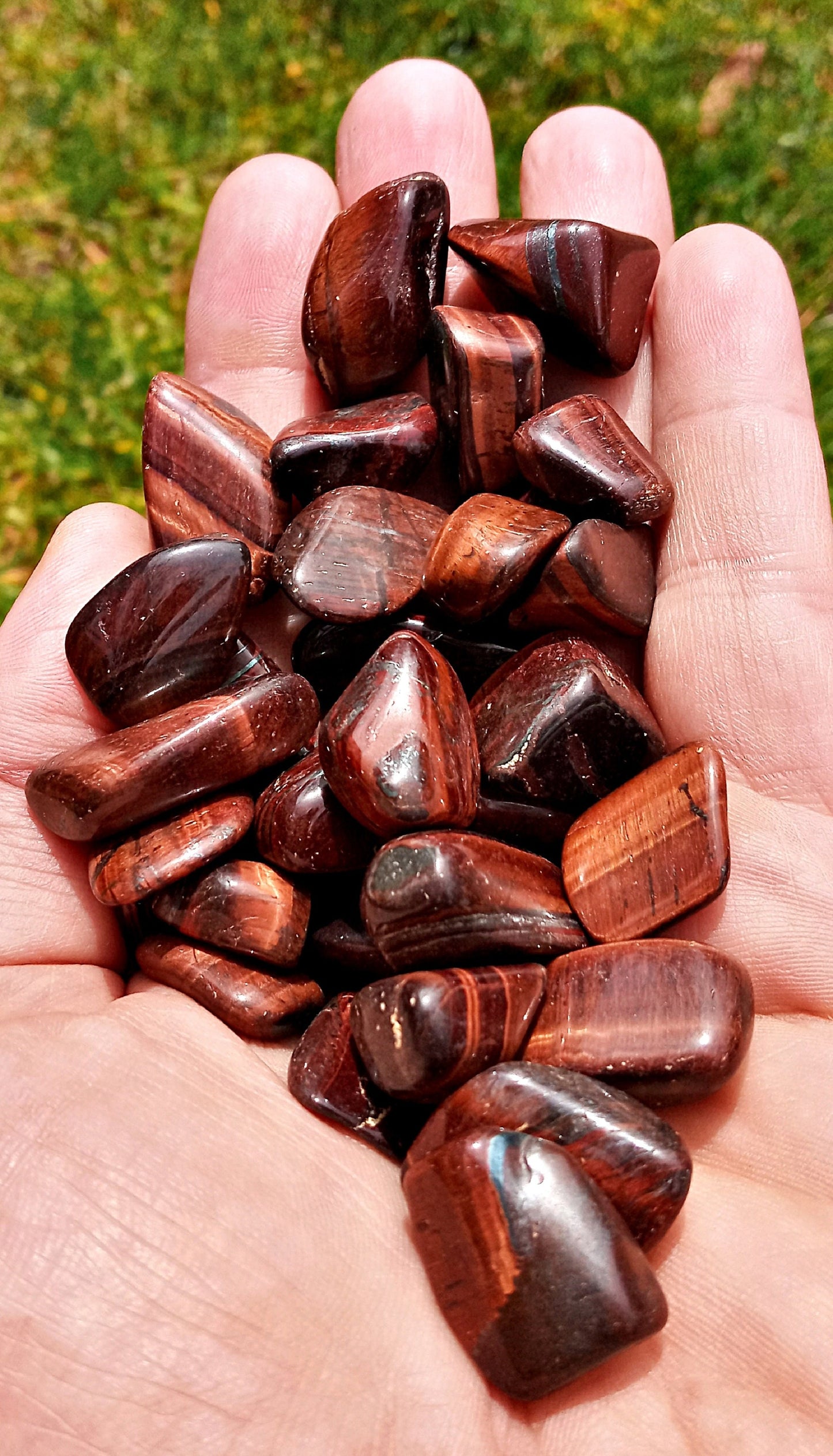 Red Tiger Eye Crystals!  Tumbled Dragon Eye!  Quality polished Tigers Eye stones and crystals.  Dragons Eye!