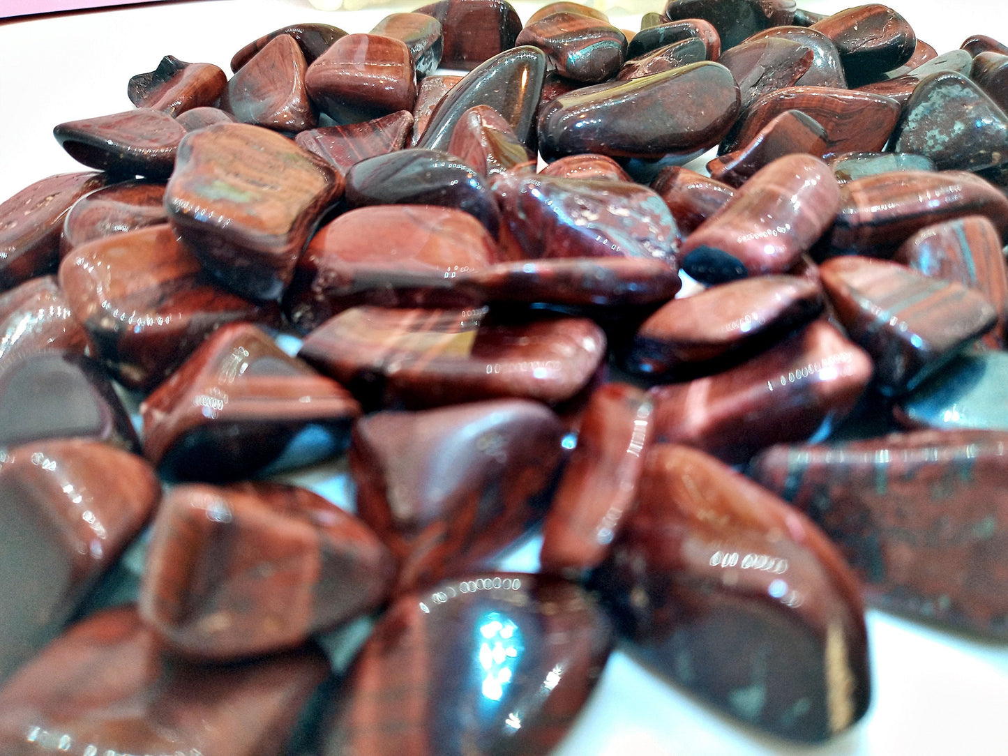 Red Tiger Eye Crystals!  Tumbled Dragon Eye!  Quality polished Tigers Eye stones and crystals.  Dragons Eye!