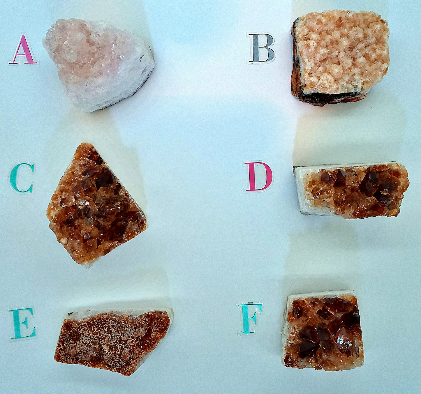 Graded Citrine Clusters!  Choose your Own from six (6) Beautiful Quality Citrine Clusters!  Graded AB Geode, points, crystals, clusters