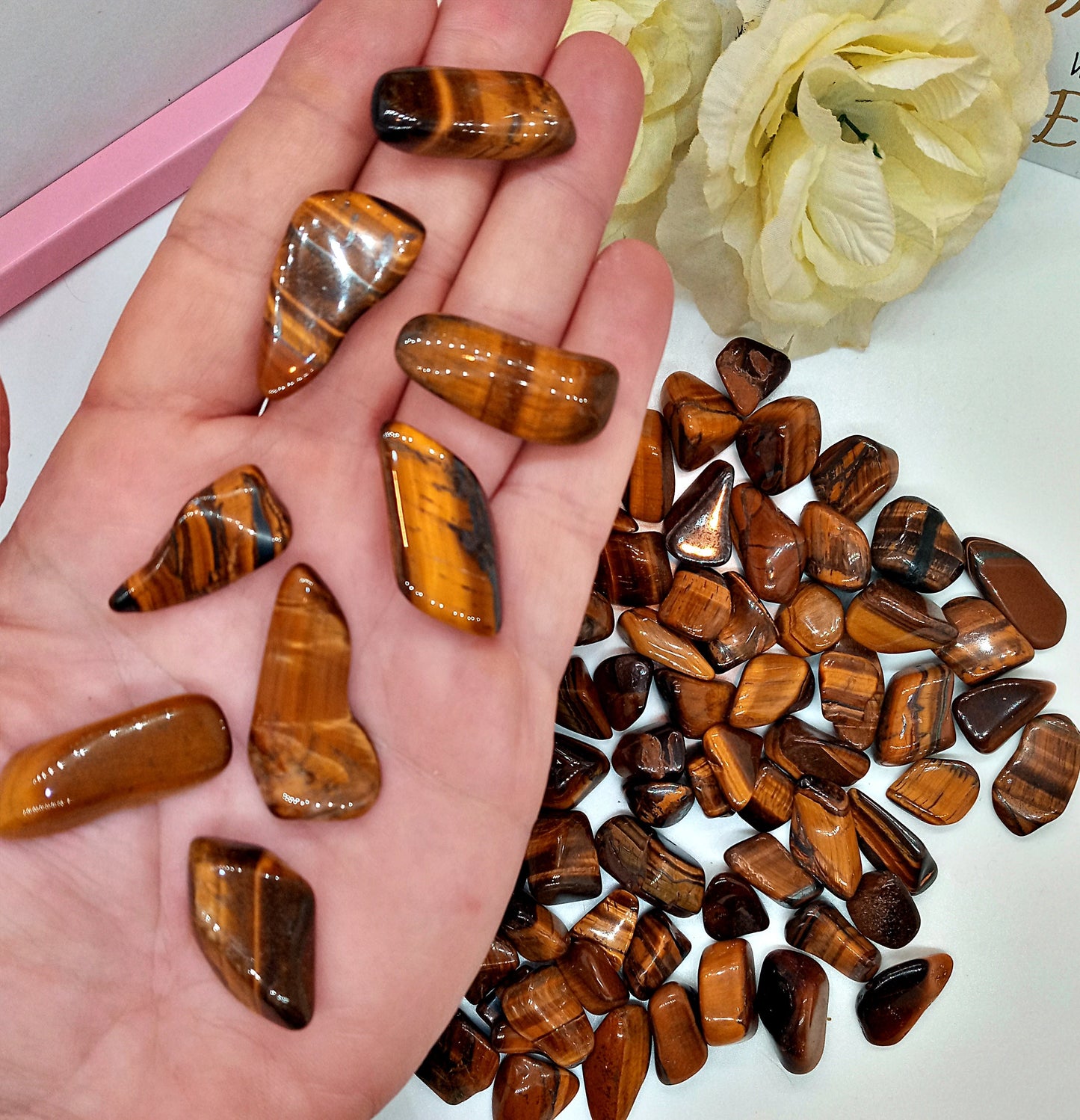 Bulk Golden Tiger Eye Crystals!  Choose how Many Tumbled quality Tigers Eye stones and crystals!  Gold Tigers Eye crystals!