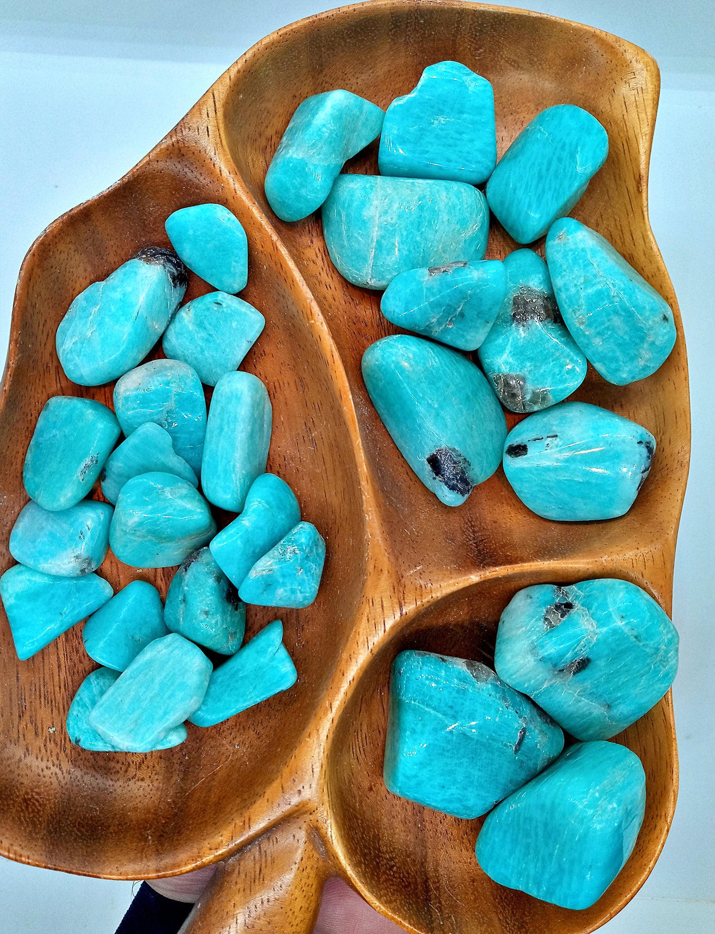 XQ Amazonite Crystals!  Choose from seven (7) sizes of Tumbled Extra-High-Quality, all-natural, polished Amazonite stones and crystals!