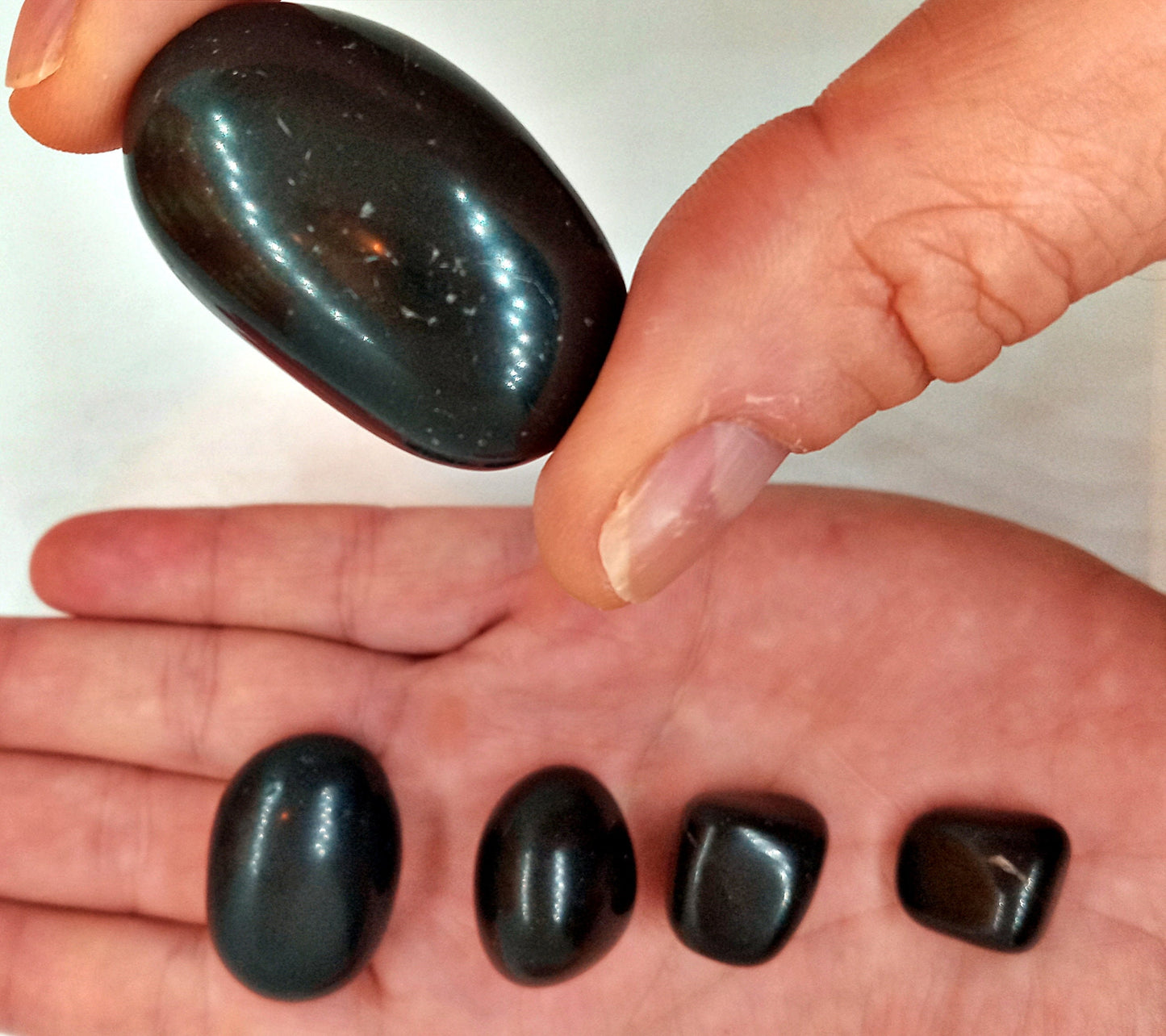 XQ Black Tourmaline crystals!  Choose from (5) five sizes of AAA-Grade, natural, tumbled Extra High Quality Black Tourmaline crystals!