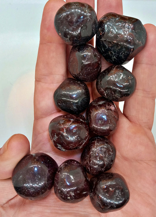 XQ Garnet Crystals!  AAA-Grade, natural, tumbled Extra High Quality Garnets!   Premium Extra Grade polished Garnets!  Pocket stones!