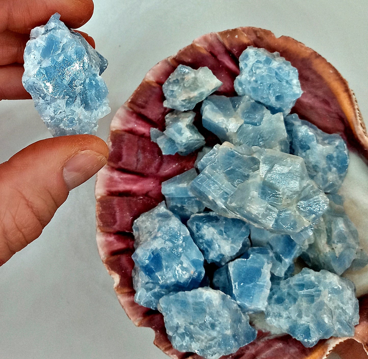Blue Calcite Crystals! Choose from two (2) Sizes of our Natural, Raw Blue Calcite.   Beautiful quality stones and crystals!