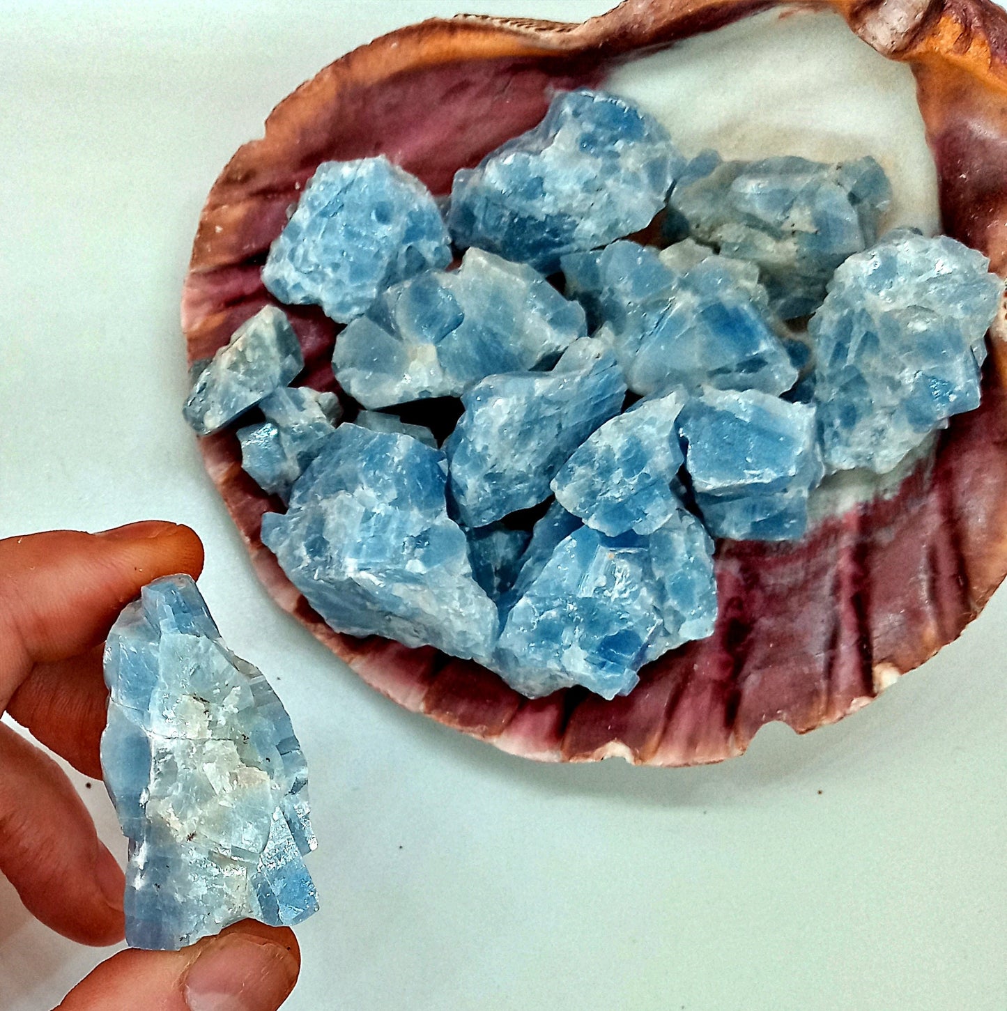 Blue Calcite Crystals! Choose from two (2) Sizes of our Natural, Raw Blue Calcite.   Beautiful quality stones and crystals!