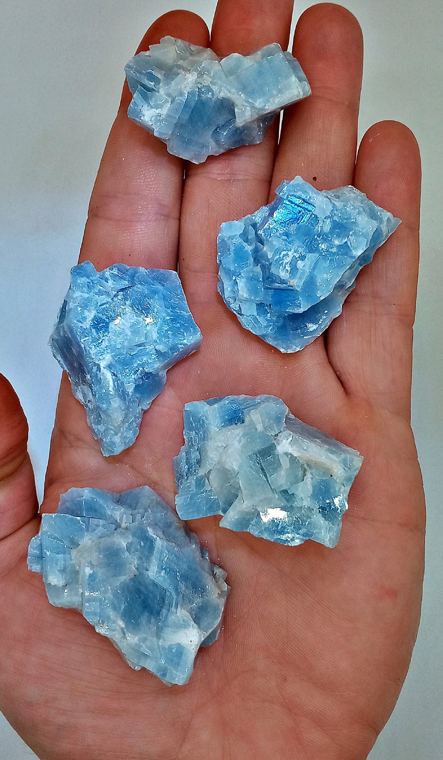 Blue Calcite Crystals! Choose from two (2) Sizes of our Natural, Raw Blue Calcite.   Beautiful quality stones and crystals!