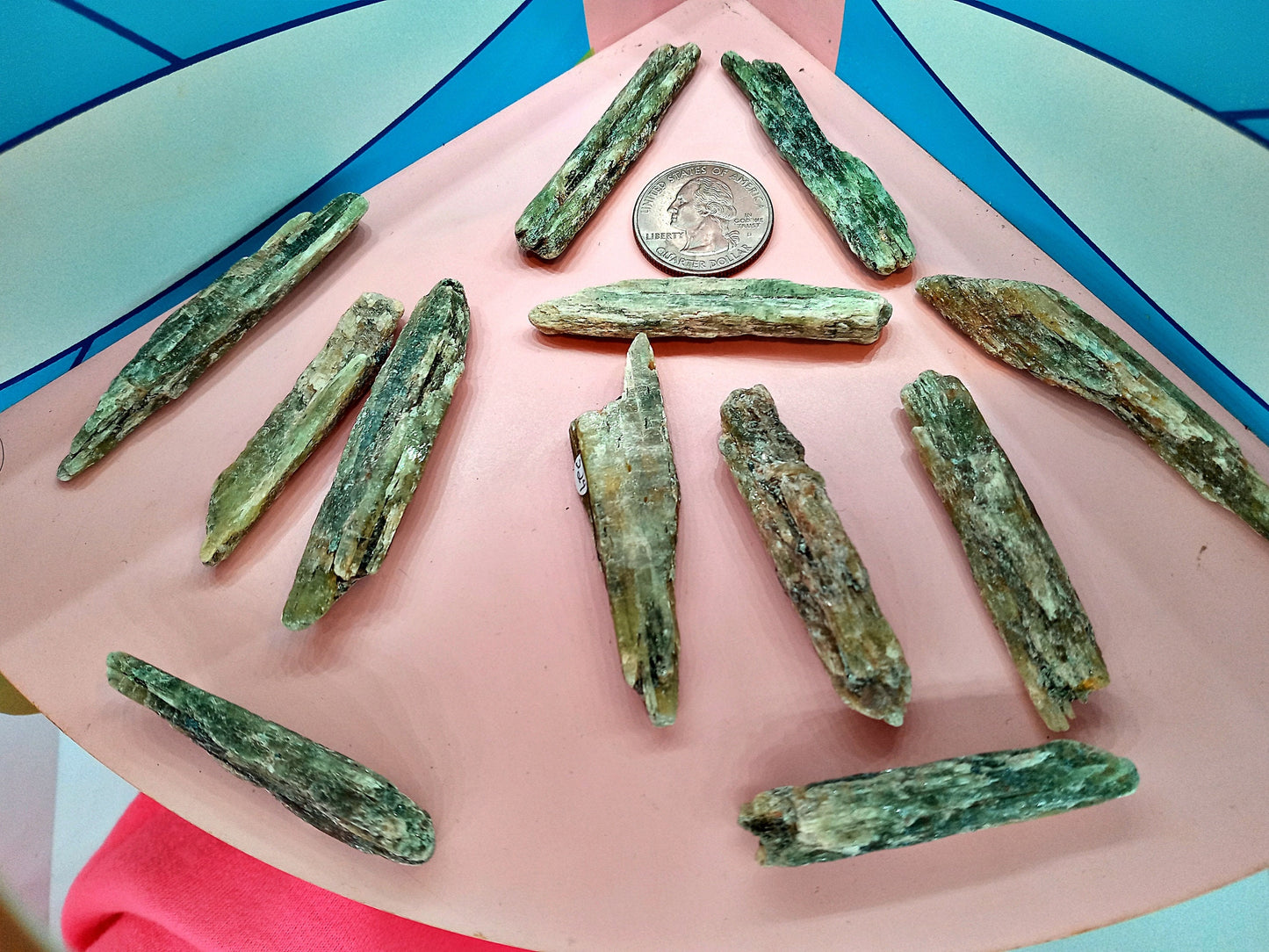 Green Kyanite Crystals!  Choose from two (2) sizes of quality, all-natural, raw, Green Kyanite fans and blades!