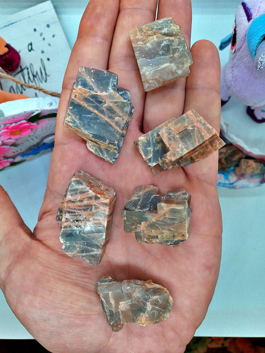 RARE! Bi-Colored Moonstone crystals! Choose from two (2) sizes of quality, all-natural, raw, Bi-Colored Moonstone stones!