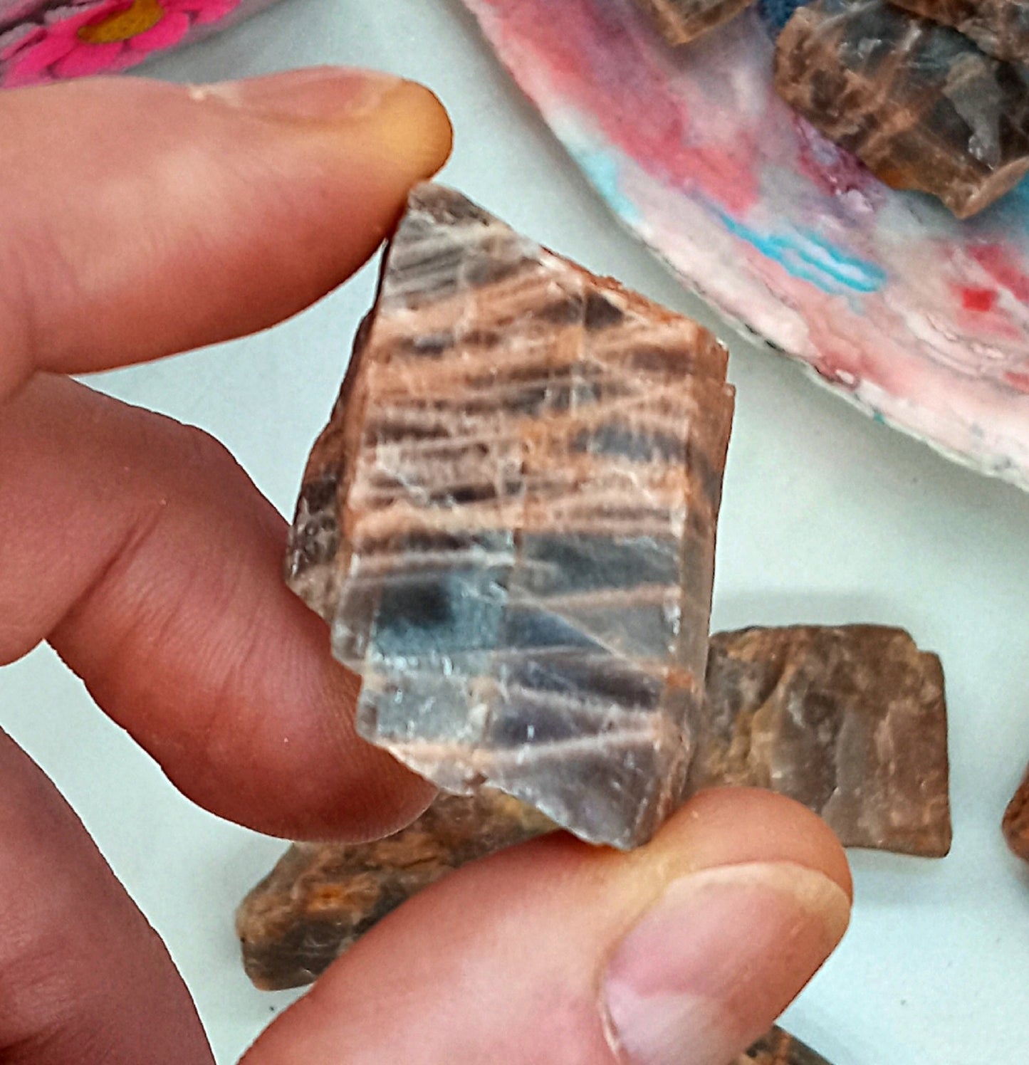 RARE! Bi-Colored Moonstone crystals! Choose from two (2) sizes of quality, all-natural, raw, Bi-Colored Moonstone stones!