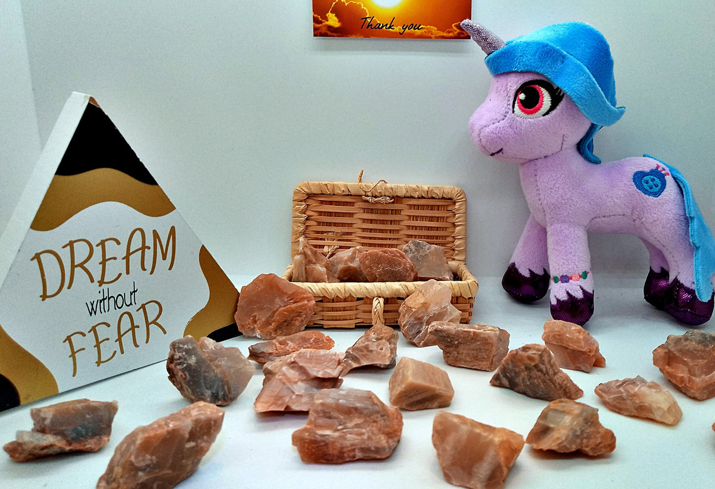 Peach Moonstone! - Choose from five (5) sizes of quality, all-natural, raw, Peach Moonstone stones and crystals!