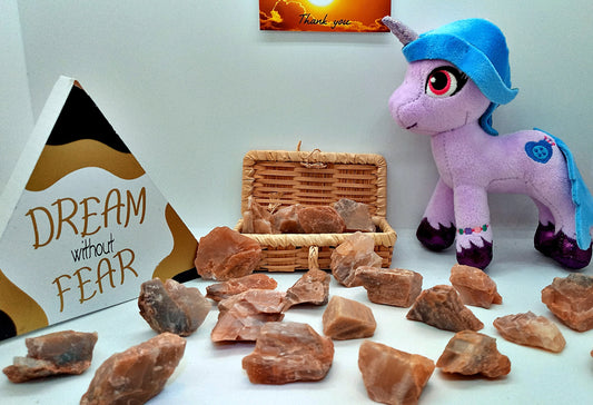 Peach Moonstone! - Choose from five (5) sizes of quality, all-natural, raw, Peach Moonstone stones and crystals!