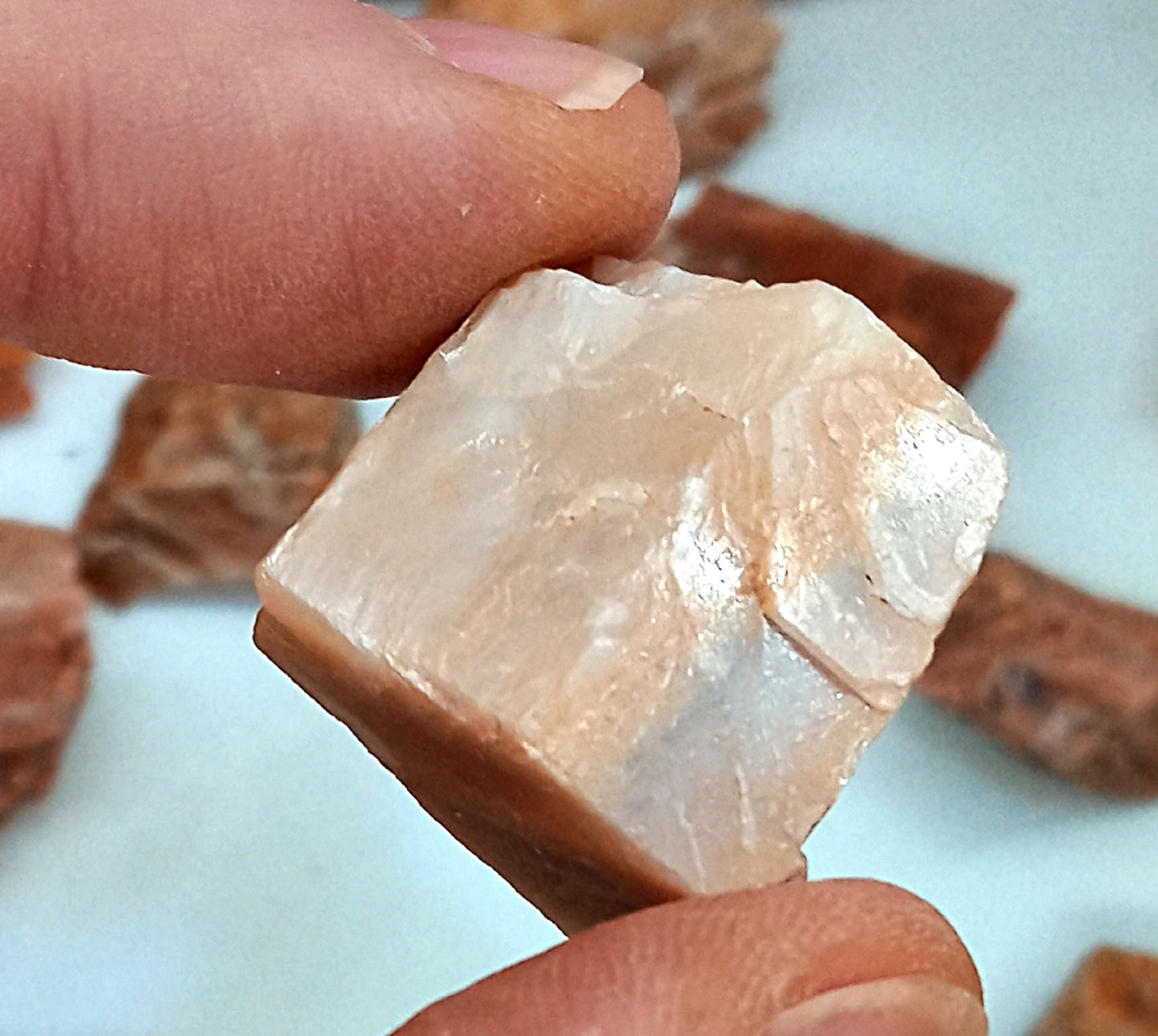 Peach Moonstone! - Choose from five (5) sizes of quality, all-natural, raw, Peach Moonstone stones and crystals!