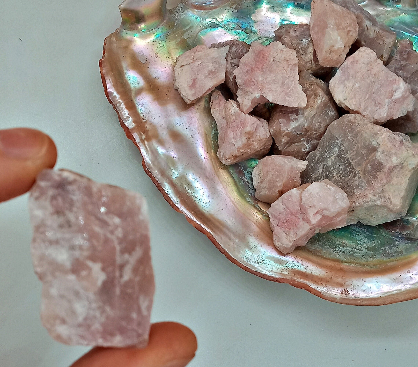 Pink Petalite! Choose from two (2) sizes of quality, all-natural, raw, Petalite stones n crystals!  Rough Castorite crystals!  Pocket Stone!