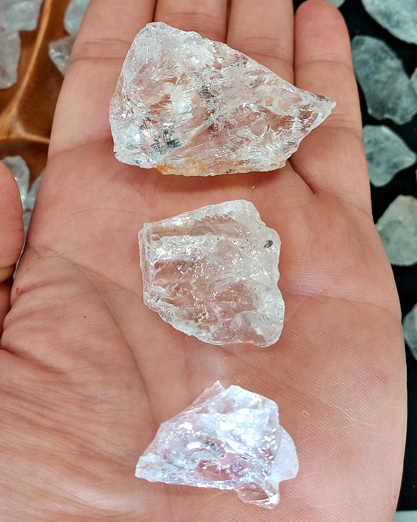 Clear Quartz Crystals! Choose from four (4) sizes of quality, all-natural, raw, Crystal Quartz!  Rock Crystal!  Crystal Quartz stones!