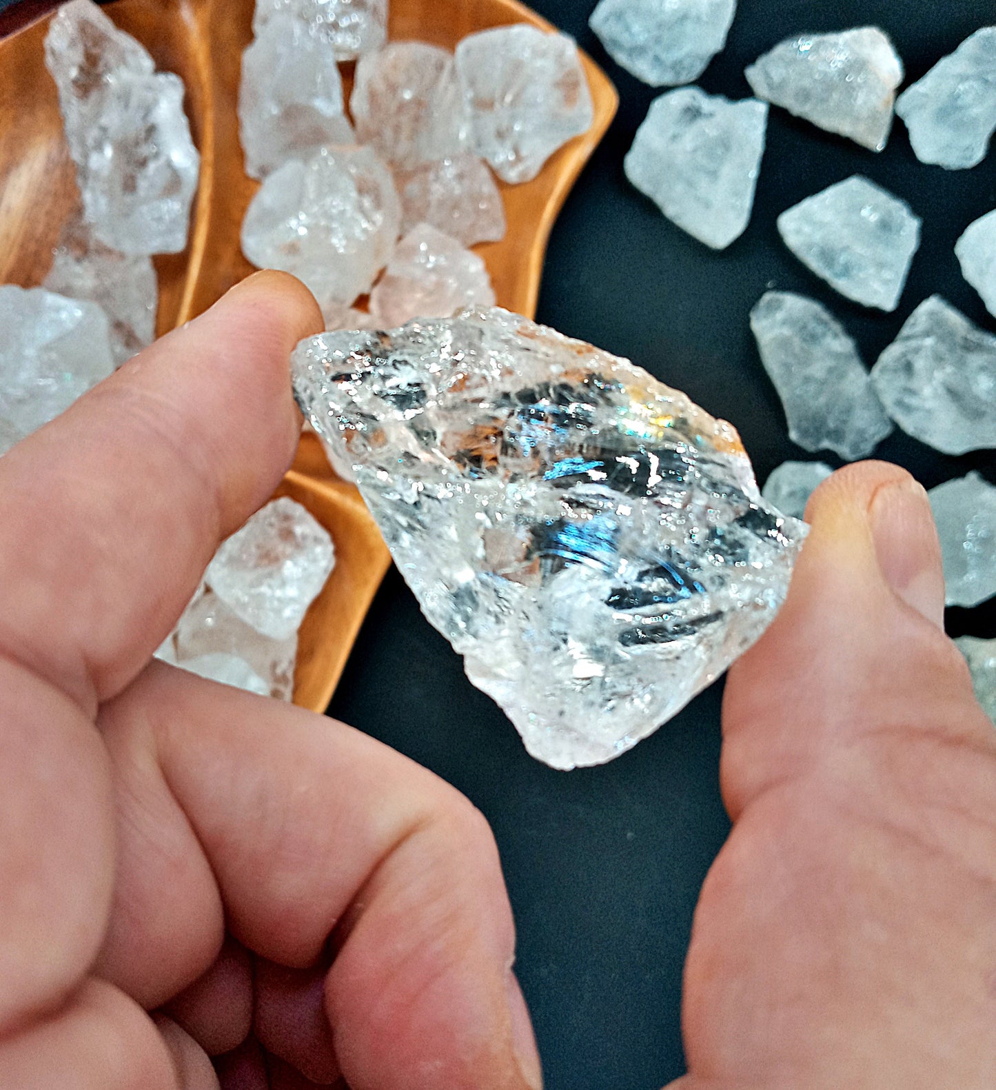 Clear Quartz Crystals! Choose from four (4) sizes of quality, all-natural, raw, Crystal Quartz!  Rock Crystal!  Crystal Quartz stones!