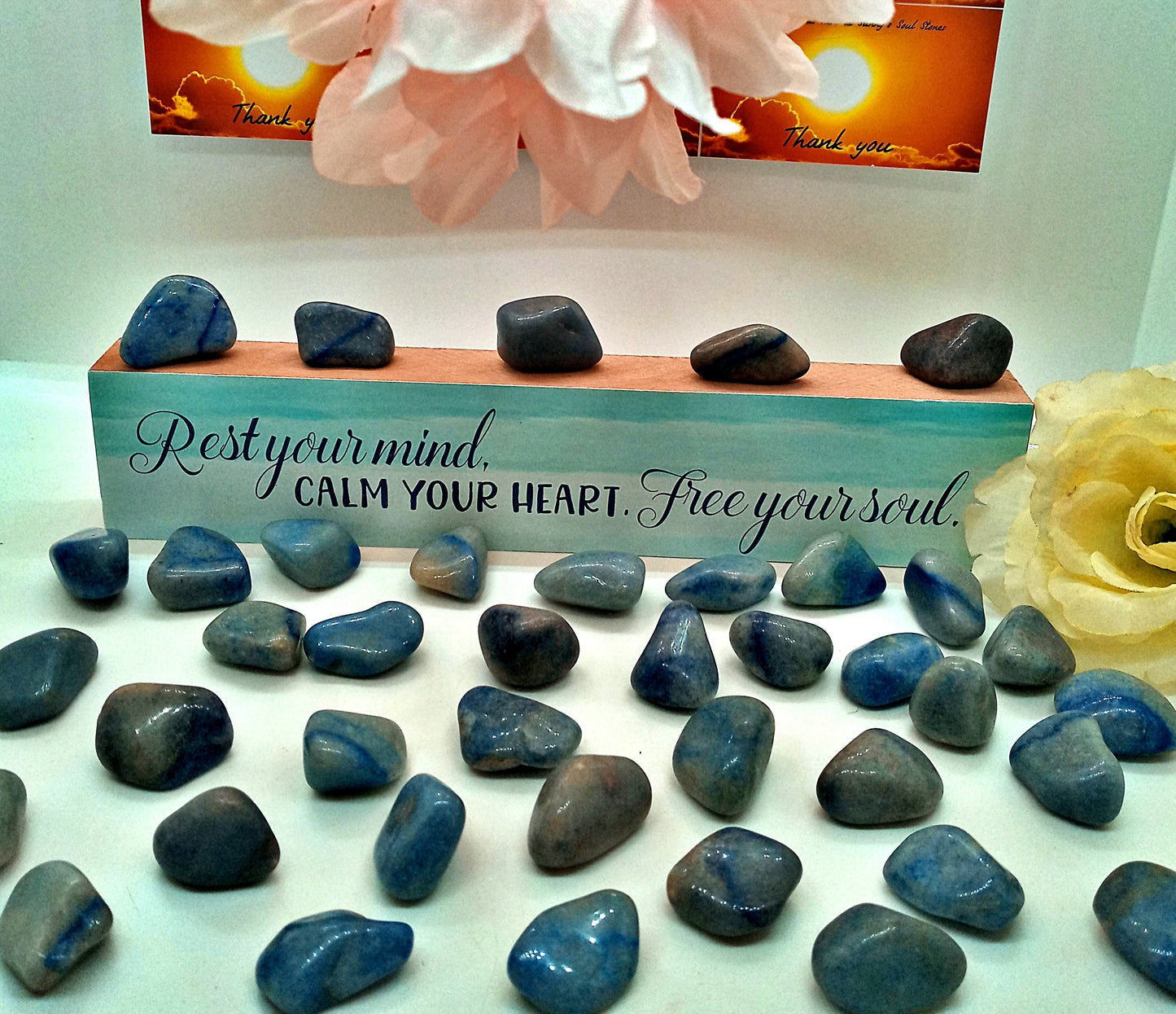 AA Blue Quartz Crystals!  AA-Grade, natural, tumbled High-Quality Blue Quartz crystals and stones!   Premium Plus Polished Blue Quartz!