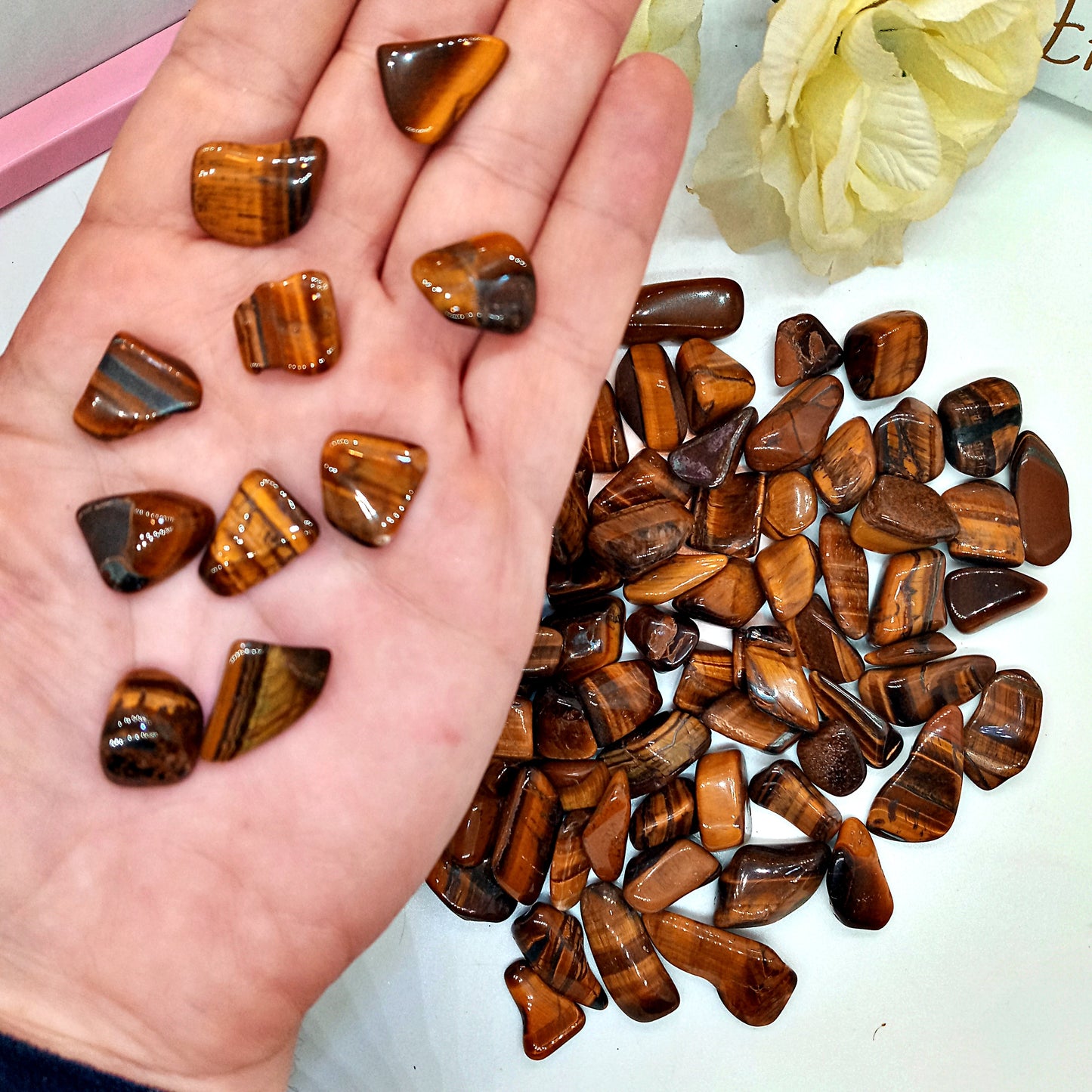 Golden Tiger Eye Crystals!  Tumbled quality Tigers Eye stones and crystals!  Gold Tigers Eye crystals!