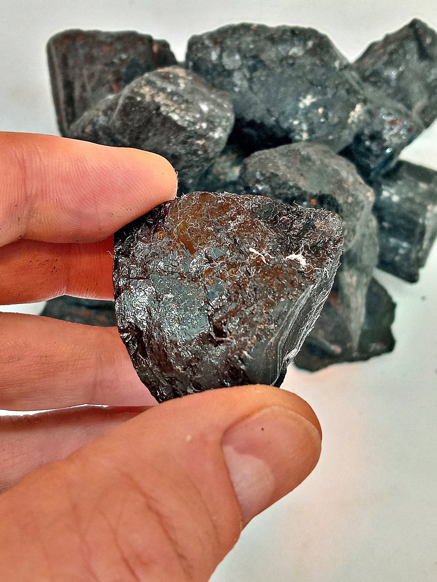 BULK Black Tourmaline Chunks!  Choose Oz or LB!  Buy Bulk and Save with Sunny’s - as low as 0.99 each!  Quality Black Tourmaline crystals!