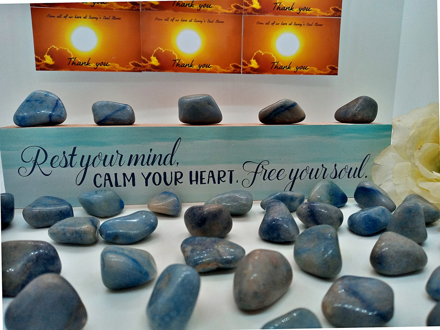 Bulk AA-Blue Quartz Crystals!  Choose How Many! AA-Grade, natural, tumbled High-Quality Blue Quartz crystals!   Premium Plus Blue Quartz!