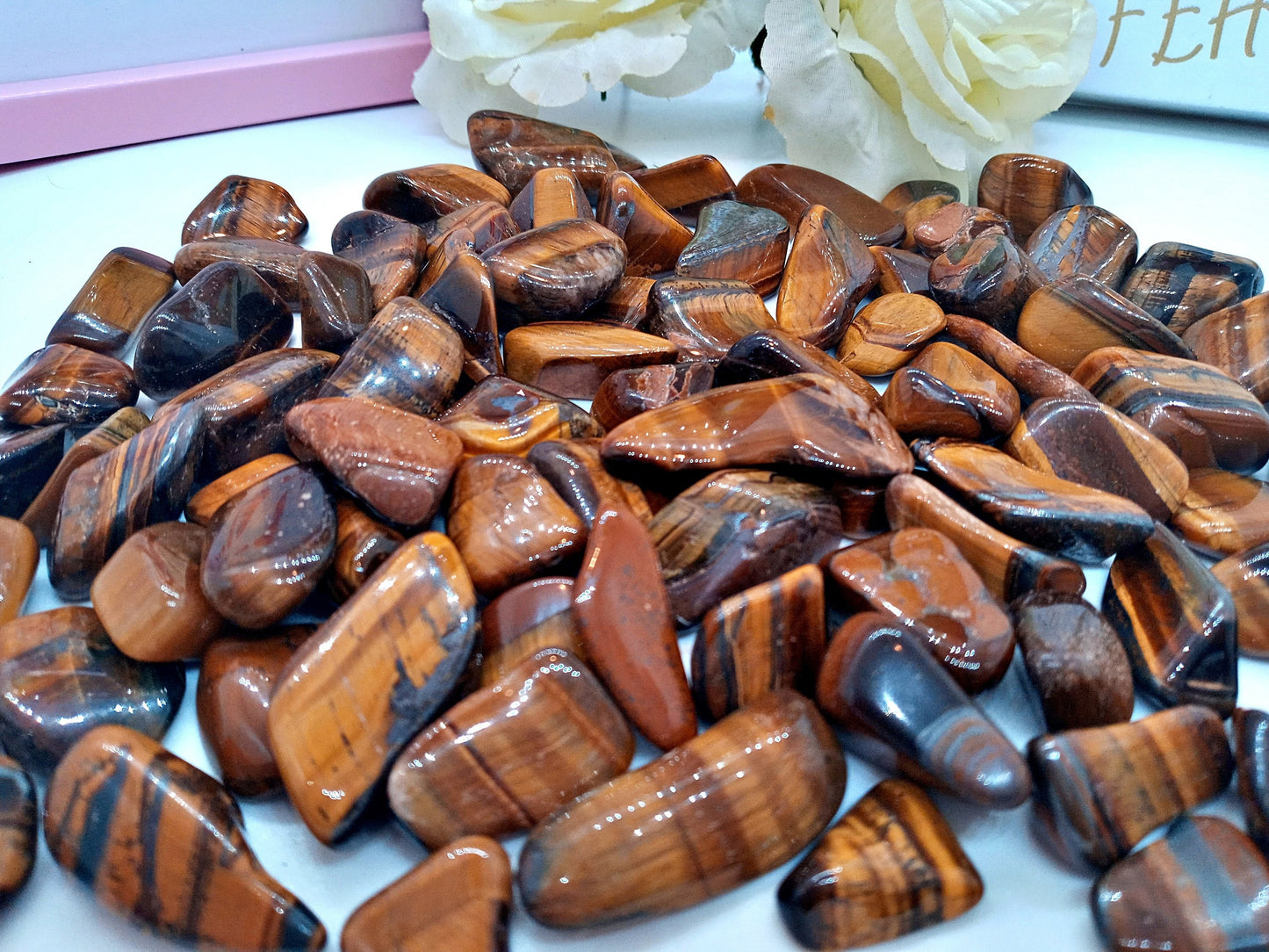 Bulk Golden Tiger Eye Crystals!  Choose how Many Tumbled quality Tigers Eye stones and crystals!  Gold Tigers Eye crystals!