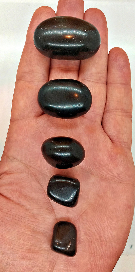 XQ Black Tourmaline crystals!  Choose from (5) five sizes of AAA-Grade, natural, tumbled Extra High Quality Black Tourmaline crystals!