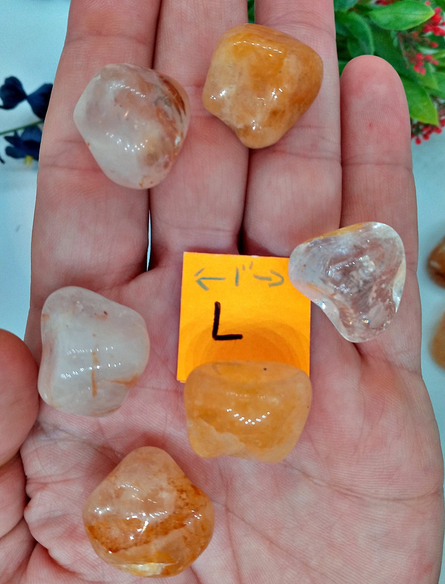 A-Grade Golden Healer Crystals!  A-Grade, natural, tumbled High Quality Golden Healer Quartz crystals!   Premium Golden Healer Quartz!