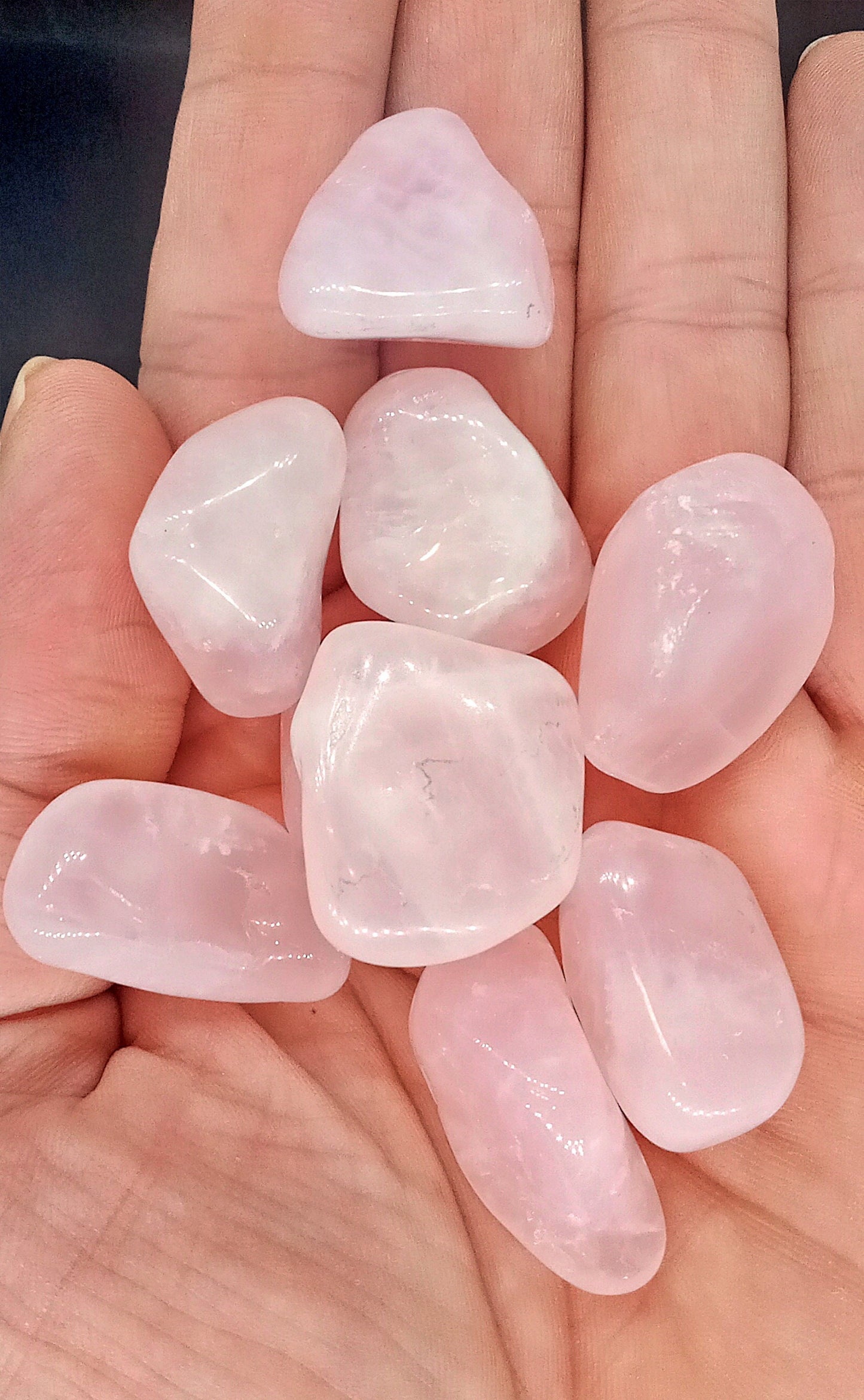 XQ Rose Quartz Crystals!  AAA-Grade, all natural, tumbled Extra High Quality Rose Quartz crystals and stones!   Extra Premium Rose Quartz!