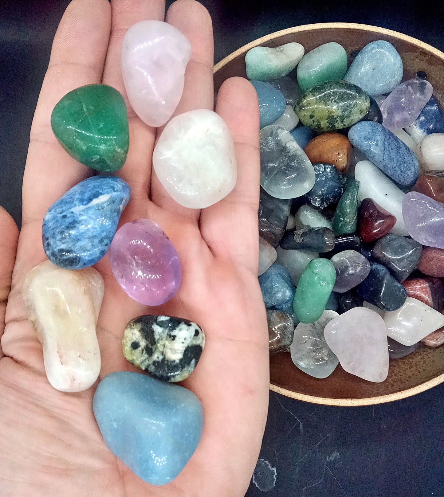 XQ World Mix Crystals!  AAA-Grade, tumbled Extra High-Quality mix of crystals from around the world!  Every crystal is Triple-A quality!