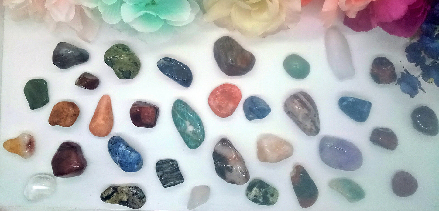 XQ World Mix Crystals!  AAA-Grade, tumbled Extra High-Quality mix of crystals from around the world!  Every crystal is Triple-A quality!