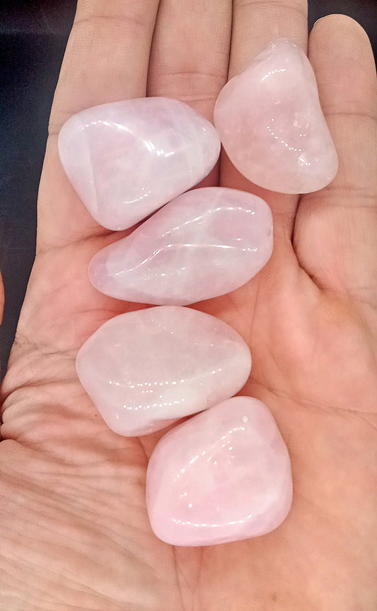 XQ Rose Quartz Crystals!  AAA-Grade, all natural, tumbled Extra High Quality Rose Quartz crystals and stones!   Extra Premium Rose Quartz!