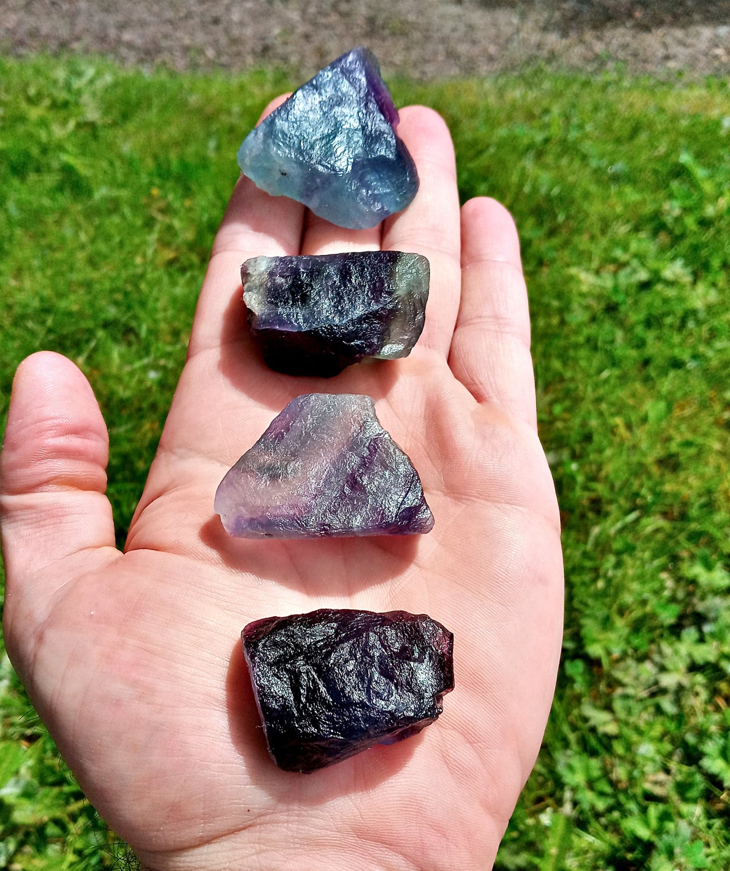 Rainbow Fluorite Chunks!  Large Rainbow Fluorite crystals and stones – all over one (1) ounce!  Natural, quality, raw Fluorite!
